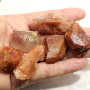 ONE Premium Red Quartz Crystal: RARE Hematoid Phantom Healing Gemstone for Reiki, Jewelry Making Natural Orange Hematite Inclusions image 9