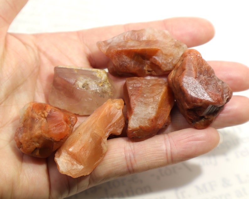 ONE Premium Red Quartz Crystal: RARE Hematoid Phantom Healing Gemstone for Reiki, Jewelry Making Natural Orange Hematite Inclusions image 9