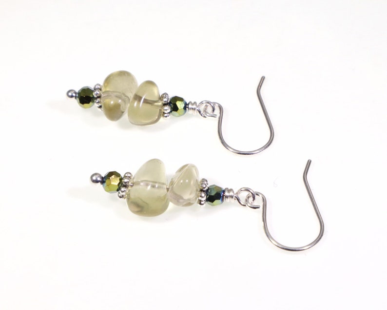 Lemon Citrine Dangle Earrings: Healing Untreated Yellow Quartz Gemstones & Green Crystals, Handmade Nickel-Free Hypoallergenic Silver Drops image 4