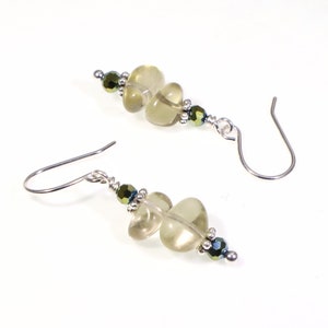 Lemon Citrine Dangle Earrings: Healing Untreated Yellow Quartz Gemstones & Green Crystals, Handmade Nickel-Free Hypoallergenic Silver Drops image 2