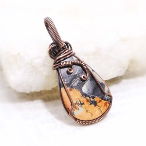 Rare Maligano Jasper Pendant: Brecciated Jasper Gemstone from Indonesia, Wire-Wrapped with Oxidized Copper, OOAK Artisan Jewelry image 7