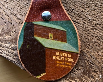 Alberta wheat pool leather keychain