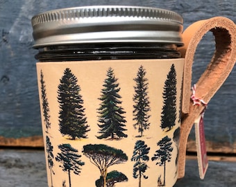 Handmade Mason Jar Holder - Leather sleeve - Perfect for Rustic Weddings - Cabincore