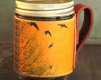 Tasse Ärmel für Einmachglas-Kaffee Hülle-Vögel-Wieder verwendbare Tasse-Kaffeetasse-Tasse-Tasse-Becher-Hochzeitsgeschenk