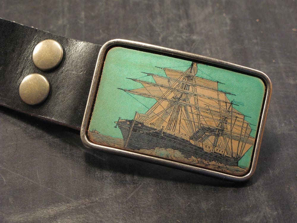 Vintage Clipper Schooner Ship Sea Sailing Nautical Art Solid Brass Belt  Buckle – Schooner Chandlery