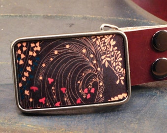 Floral belt buckle, Vintage Pattern, Flowers