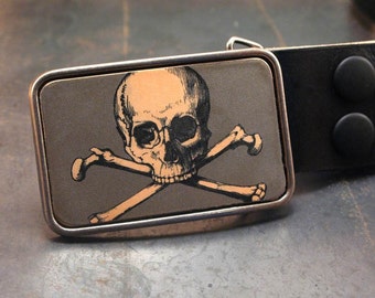 Gift for men, Skull and Crossbones, Belt buckle