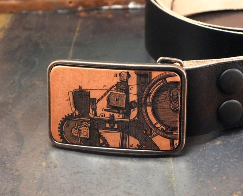 Science Belt Buckle the Diagram of Invention in Tan Etsy UK