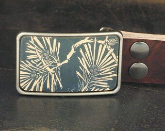 Pine cone tree belt buckle - nature gift - US Duties Included