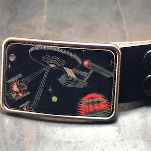 Space Belt buckle - Star Trek - mens gift - groomsmen - leather belt - nerd belt