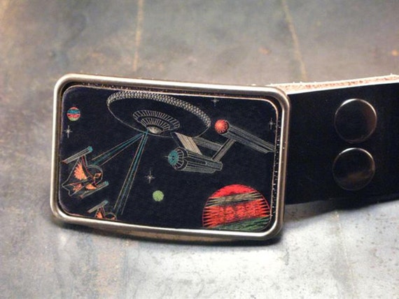 Space Belt Buckle Star Trek Mens Gift Groomsmen Leather Belt Nerd Belt Etsy Canada