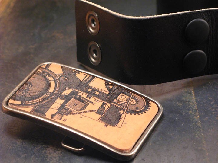 Science belt buckle The diagram of invention in tan Etsy