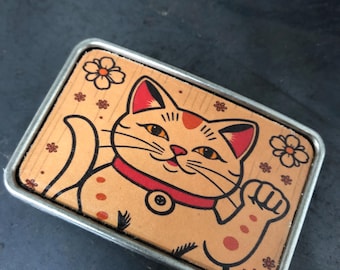 Lucky cat Belt buckle - leather belt