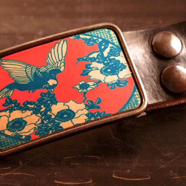 Bird belt buckle - handmade belt - hummingbird - gift for her -mother's day gift