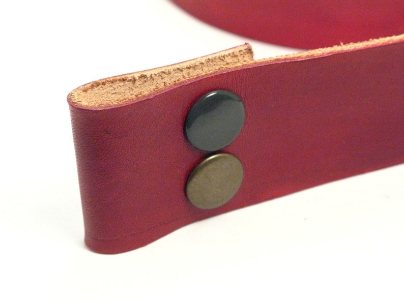 Custom cut leather snap belts for buckles, Hand dyed image 3