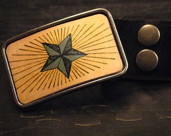 Star belt buckle, The little star leather belt buckle