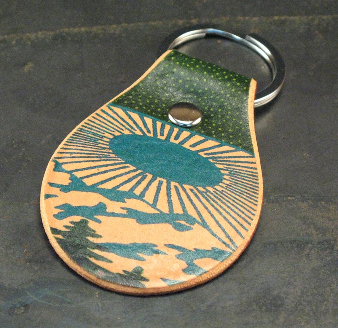 Vail Keychain Mountains on Leather Keychain - Etsy