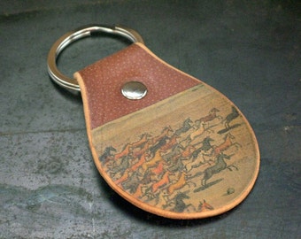 Leather Keychain with horses