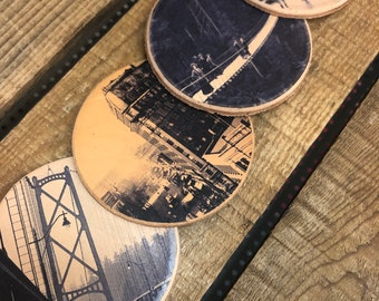 Leather coaster set - rustic gift - cabincore - host gift