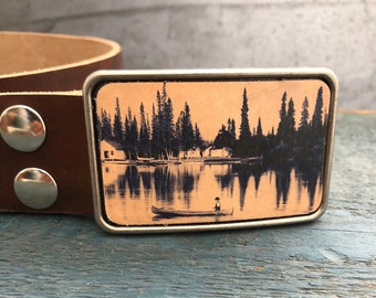 Men's belt buckle - dad gift - Canoe belt buckle - Leather anniversary