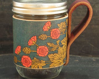 Flower leather mason sleeve - Sakura - Cherry blossoms - Mother's day gift
