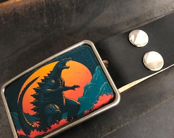 Godzilla belt buckle - western belt - leather belt - interchangeable - US Duties Included