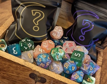 Mystery Würfeltasche für TTRPG dnd / Pathfinder Komplettes Set aus blinden/zufälligen Farben + Optionen (Gratis Geschenk zu jeder Bestellung!) Siehe Beschreibung!