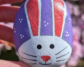Hand-Painted Bunny Stone – Spring Decor - Easter Bunny Gift - Non-Chocolate Easter Gift Kids - Easter Keepsake - Small Easter Gift