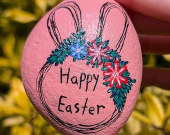 Hand Painted Easter Stone – Egg Hunt Prize - Easter Bunny Gift - Non-Chocolate Easter Gift Kids - Easter Keepsake - Small Easter Gift