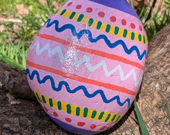 Hand Painted Easter Egg Stone – Spring Decor - Easter Bunny Gift - Non-Chocolate Easter Gift Kids - Easter Keepsake - Easter Egg Hunt