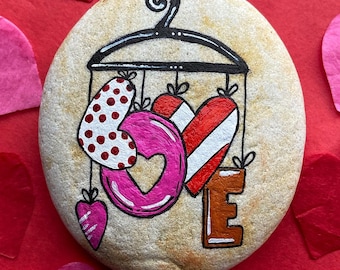 Hand Painted Love Stone - Valentine's Day Gift - Anniversary Keepsake - Wedding Present - Romantic Gift  - Couples