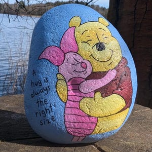 Hand Painted  Stone - Winnie The Pooh - Tigger - Piglet - Eeyore  - Mickey Mouse - Minnie Mouse - Friend Gift Inspirational Quote