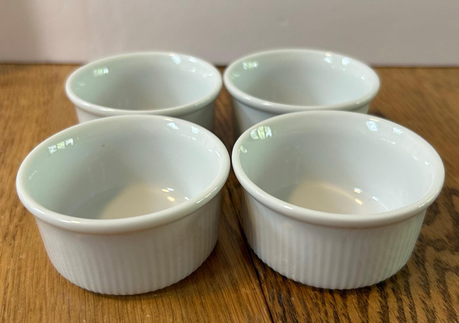 Dansk Bisserup Ramekins Set of 4 White Ridged Porcelain  display picture 1