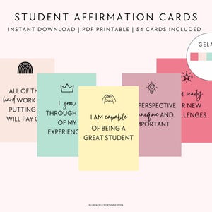 Affirmationskarten für Universitäts- und College-Studenten | Motivierende Lernhilfen | Digitaler Download | Schülerselbstfürsorge | Gelato