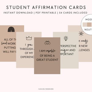 Druckbare Affirmationskarten für Universitäts- & College-Studenten | Motivierende Lernhilfen | Digitaler Download | Schülerselbstfürsorge | Neutrale