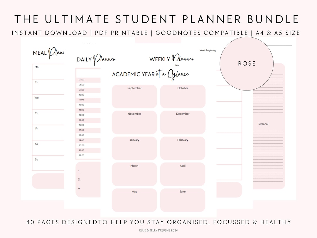 Student Planner Bundle | Goodnotes Compatible Printable Planning ...