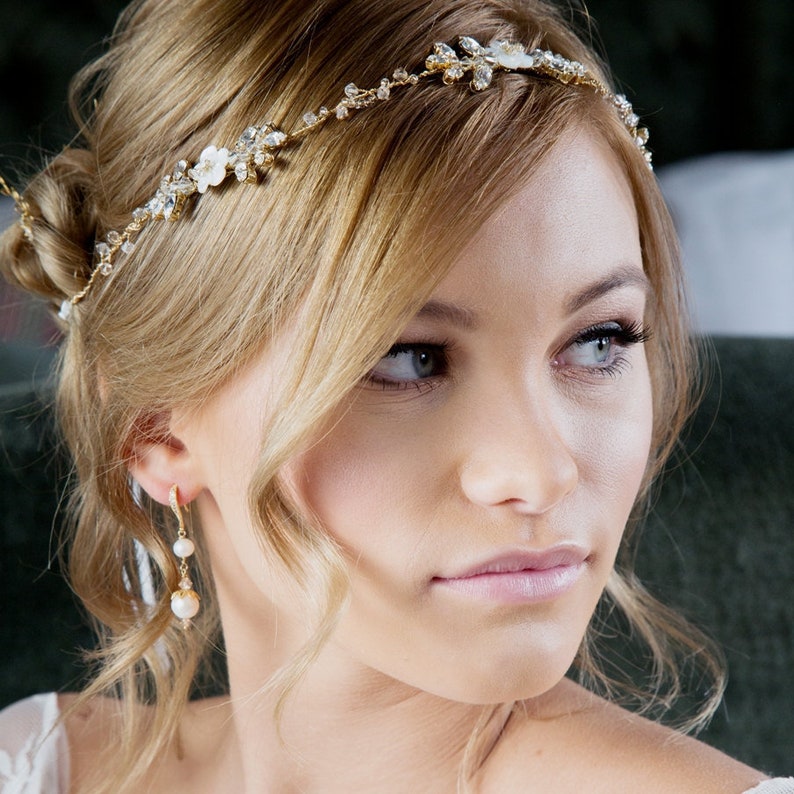 Bridal Headband floral hairvine Boho Headband image 1