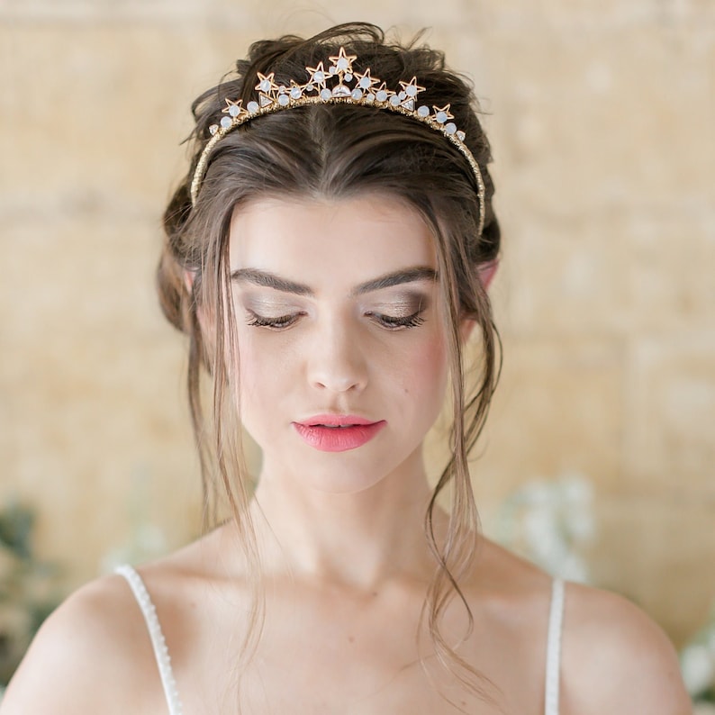 Gold Star Tiara Bridal Tiara Crystal Wedding Crown Star Crown Etsy