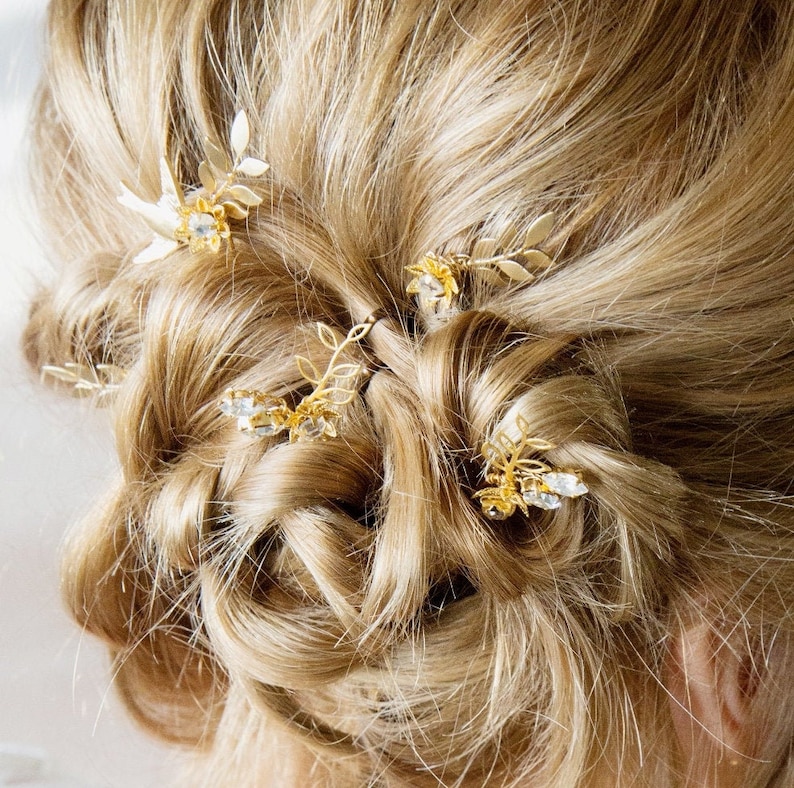 Bridal Hair Pins Diamante floral bird Dawn Chorus image 1