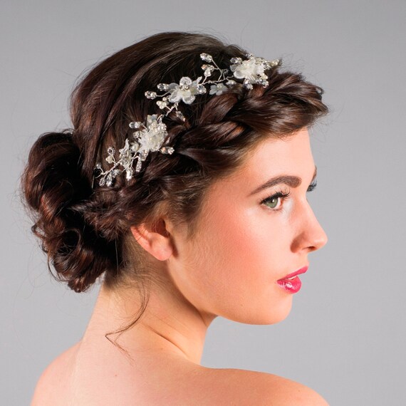 Bridal Hair Vine, Bridal Headdress, Wedding Hairvine, Floral  display picture 3