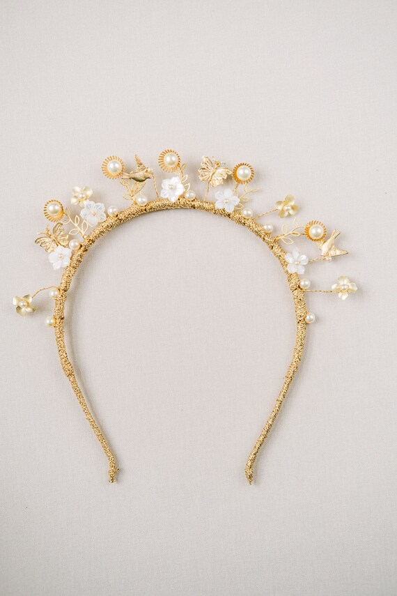 Floral Tiara Crown, Wedding Tiara, Bridal Headpiece, Bee  display picture 1