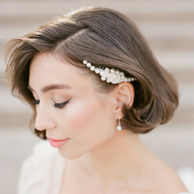 Bridal Hair Comb Wedding Hair Accessory Pearl Headpiece, Wedding Hair comb freshwater pearl comb image 3