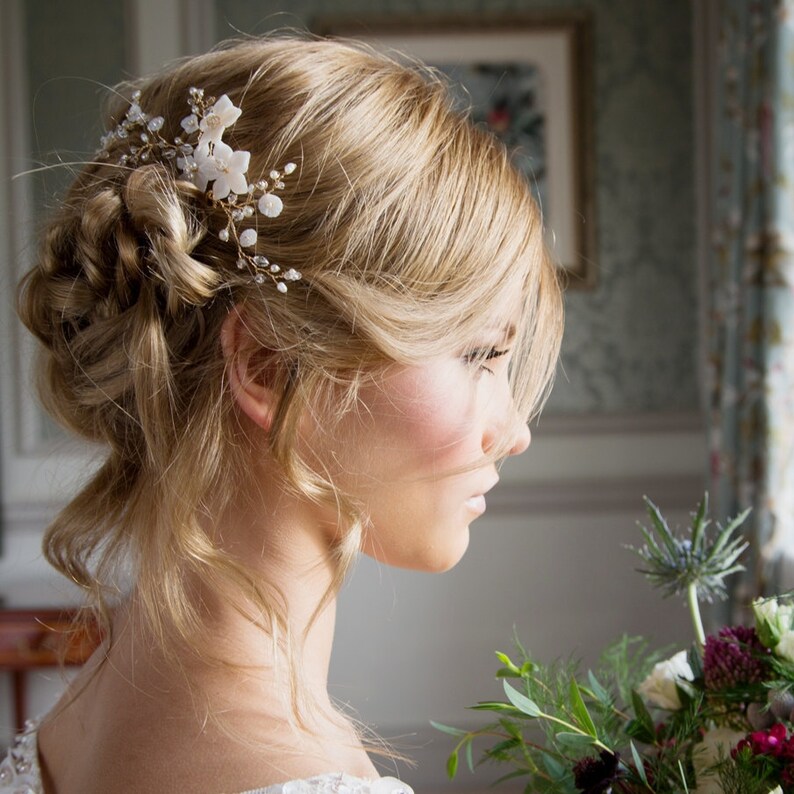 Bridal Flower Hair Pin Wedding Headdress Floral Hairpin Brides Etsy UK