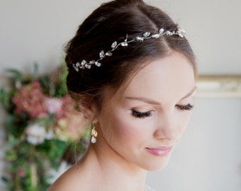 Bridal Hairvine bridal wreath Crystal, pearl leaf