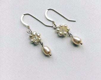 Boucles d’oreilles nuptiales, Bijoux de mariage, Bijoux en cristal Swarosvski, Boucles d’oreilles en perle