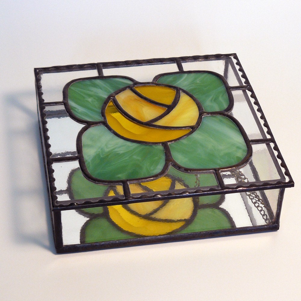Modern Flower Stained Glass Box Etsy