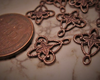 16pc Vintage Brass Filigrees Antique Copper Connectors Chandelier Earring Jewelry Findings Victorian Doll Arts Crafts Embellishment Old 7E