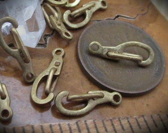 48pc Vintage Brass Lobster C Clasps Neck Chain Beading Lever Hook Solid Natural Light Bronze Aged Raw Patina 13/5 mm Wholesale Bulk Lot W5