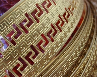 Per Foot Footage Egyptian Roman Keyhole Vintage Stl Raw Gold Brass Banding One 1 1/4 Inch Wide Jewelry Findings Hardware 21g Sheet Metal Art