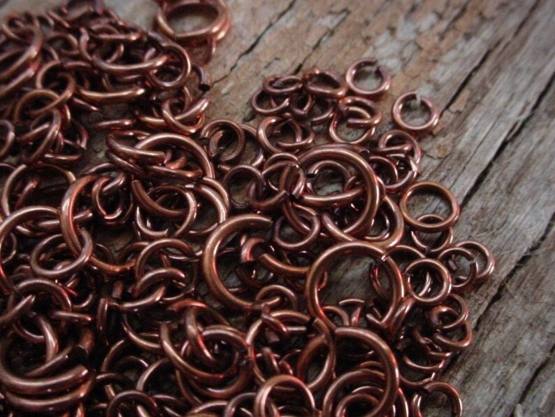 Select Qty Lot Mixed Vintage Jump Rings Antiqued Copper USA Made Quality Plate Brass Metal 3mm 4mm 5mm 6mm 7mm Round Jewelry Finding W4/B8 image 1